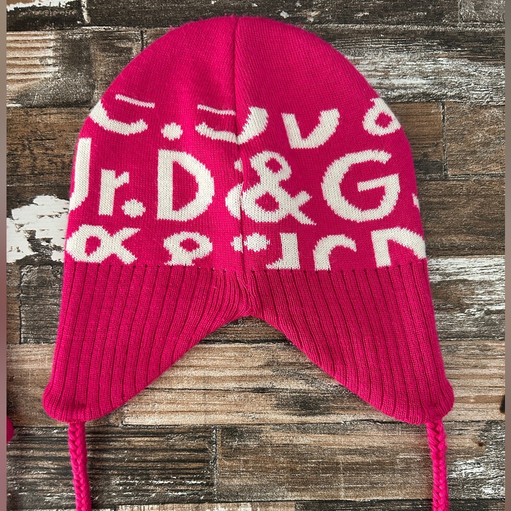 Pink and White Kids Winter Hat